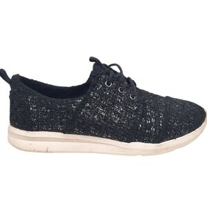 Toms Del Ray Sneaker Black Silver Glitter Wool Size 6‎ Women's